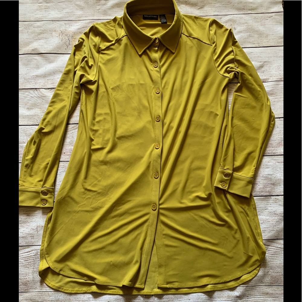 Chartreuse button down blouse